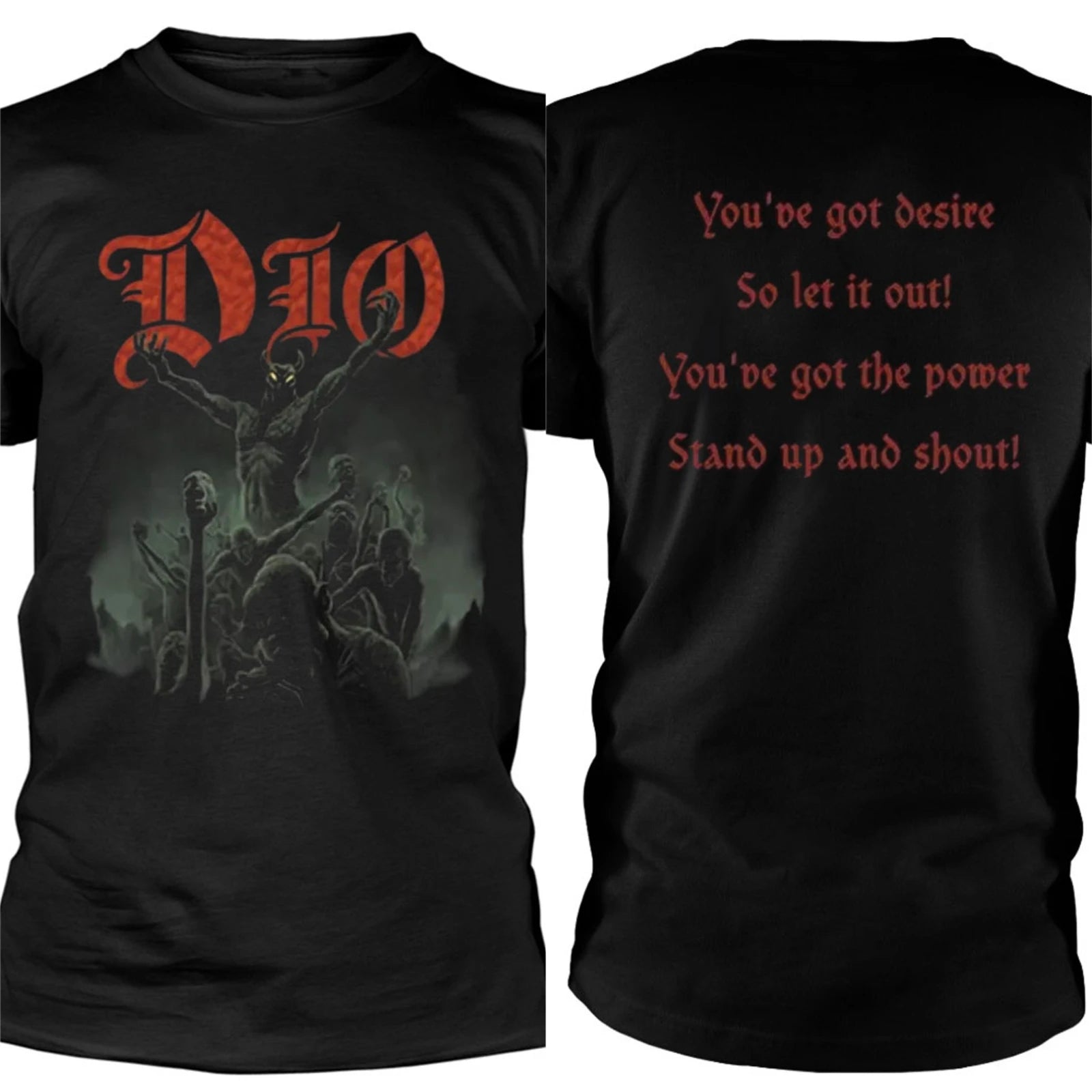 Dio Stand Up and Shout T-Shirt Men Women Short Sleeve American Retro Band Tops Y2k T-shirt Streetwear Oversize Tees Men Clothes