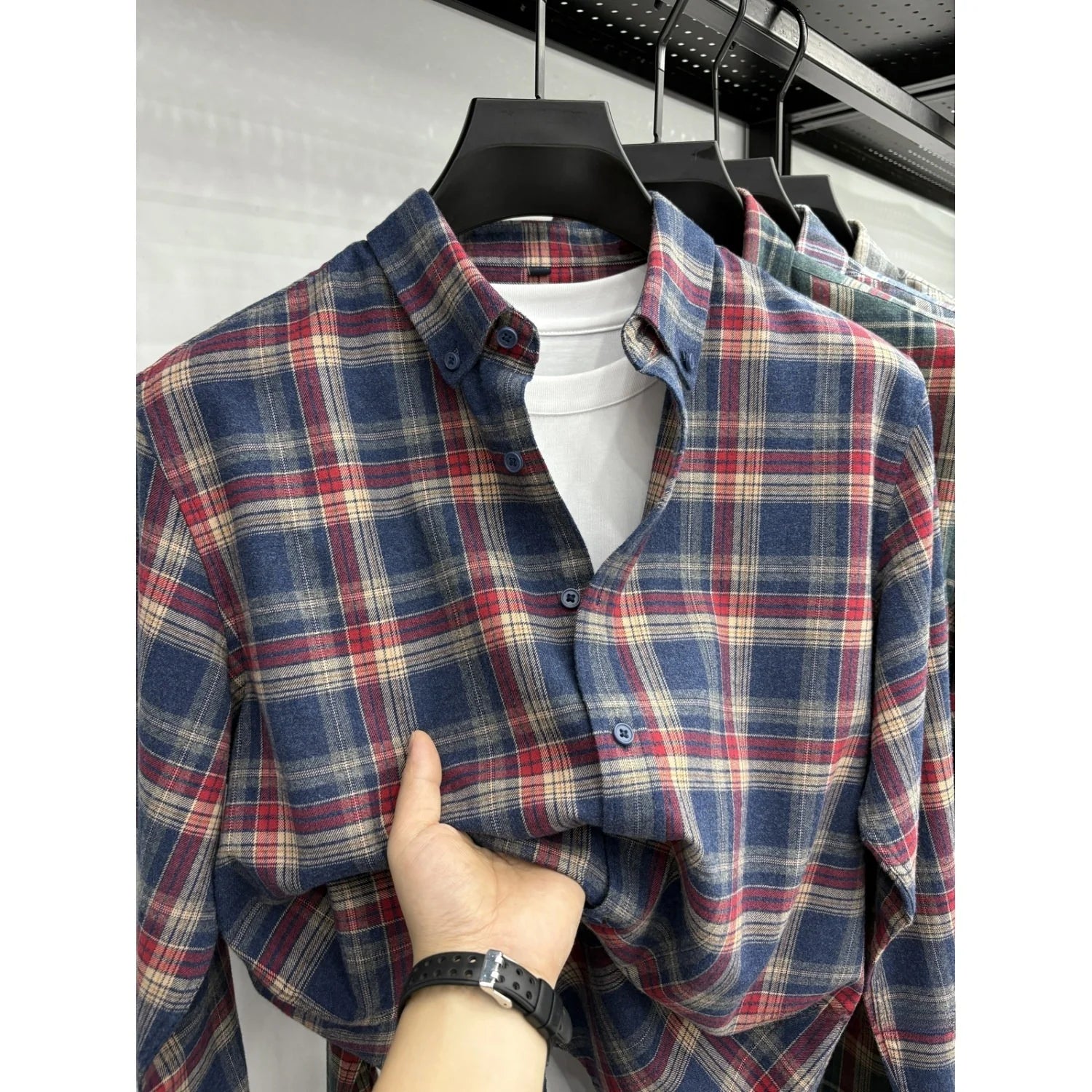New 2025 Men's Long Sleeve Cotton Shirt Fleece Business Casual Easy Care Youth Outerwear Top Polyester Fiber Cool Sensation