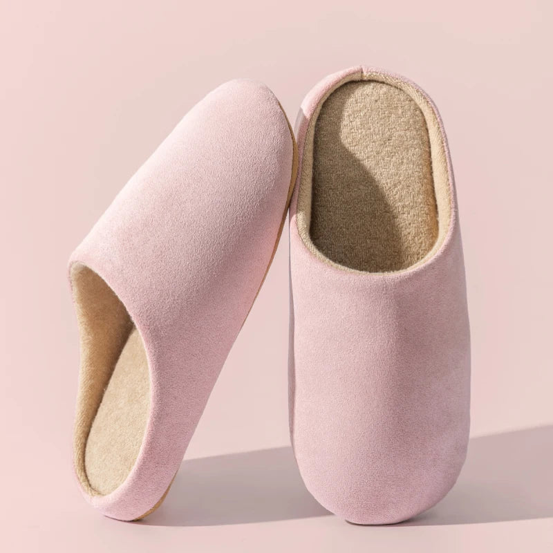 Men's Solid Color Slippers Autumn and Winter Thin Velvet Mute Soft Bottom Non-Slip Soft Comfortable Indoor Floor Home Shoes