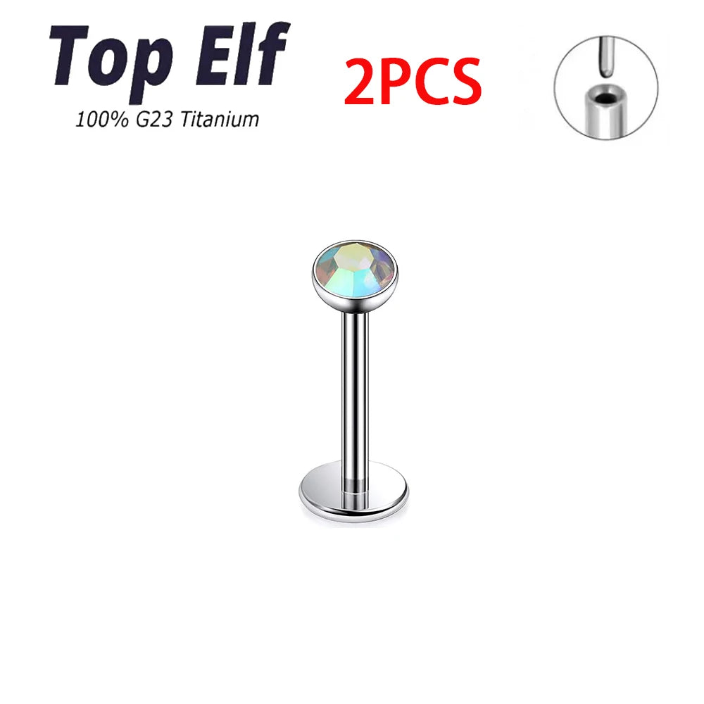 Wholesale 2/10pcs G23 ASTM F136 Titanium Top Exquisite Zircon Insertion Earrings Nose Nails Lip Nails Body Piercing Jewelry