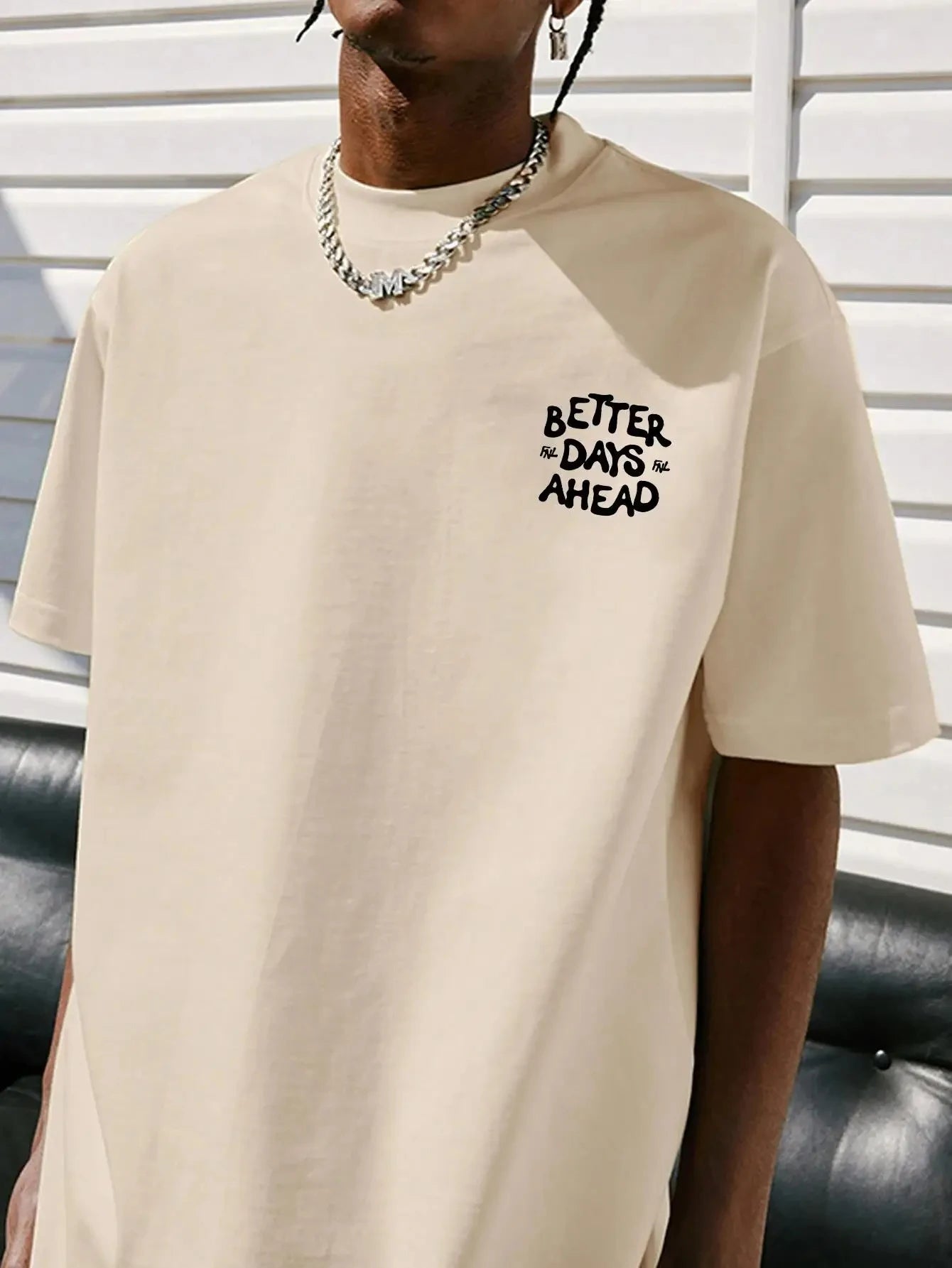 Better Days Ahead Letter Graphic Men Cotton T-Shirt O-Neck Casual Oversize T-Shirt Fashion Tee Clothes Summer Loose Tshirt