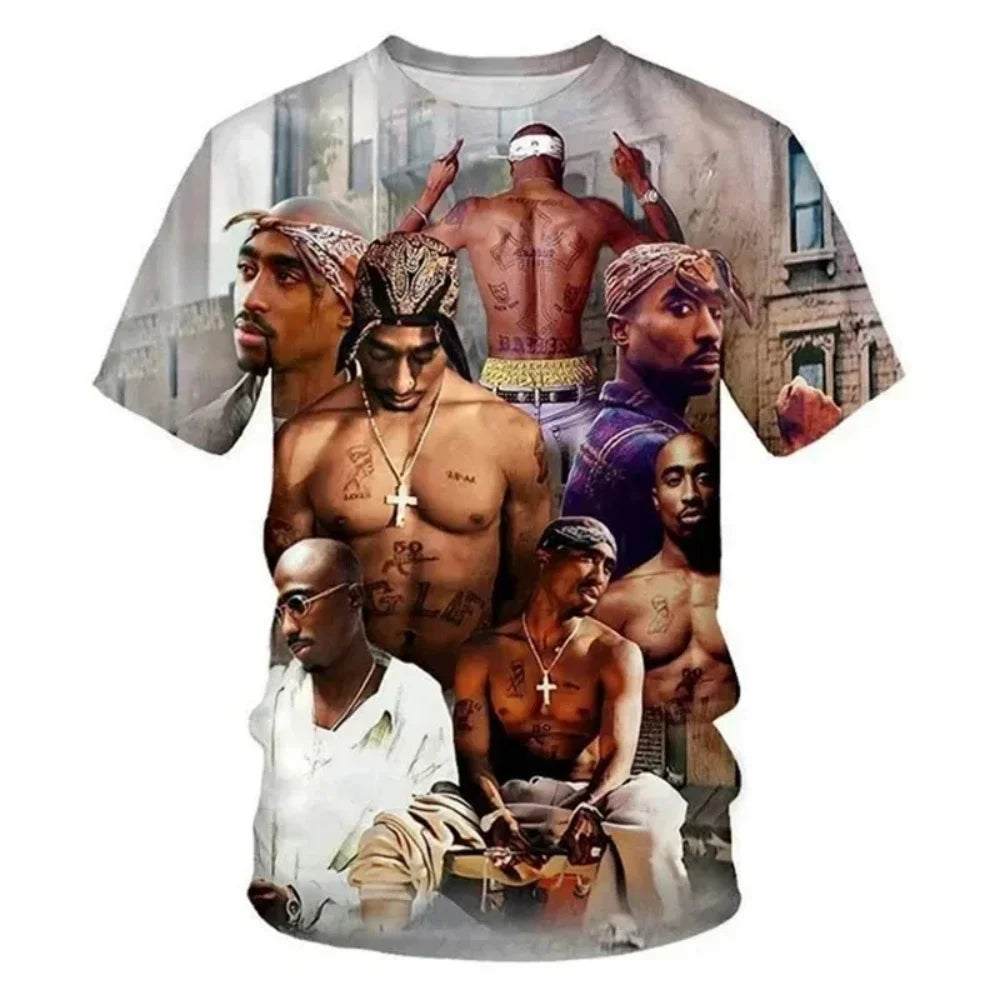 New T-Shirt Harajuku Men T-Shirt Fashion 2pac Graphic T Shirts Hip Hop Men's T-Shirts Summer Tops T-Shirts Man Designer Clothes