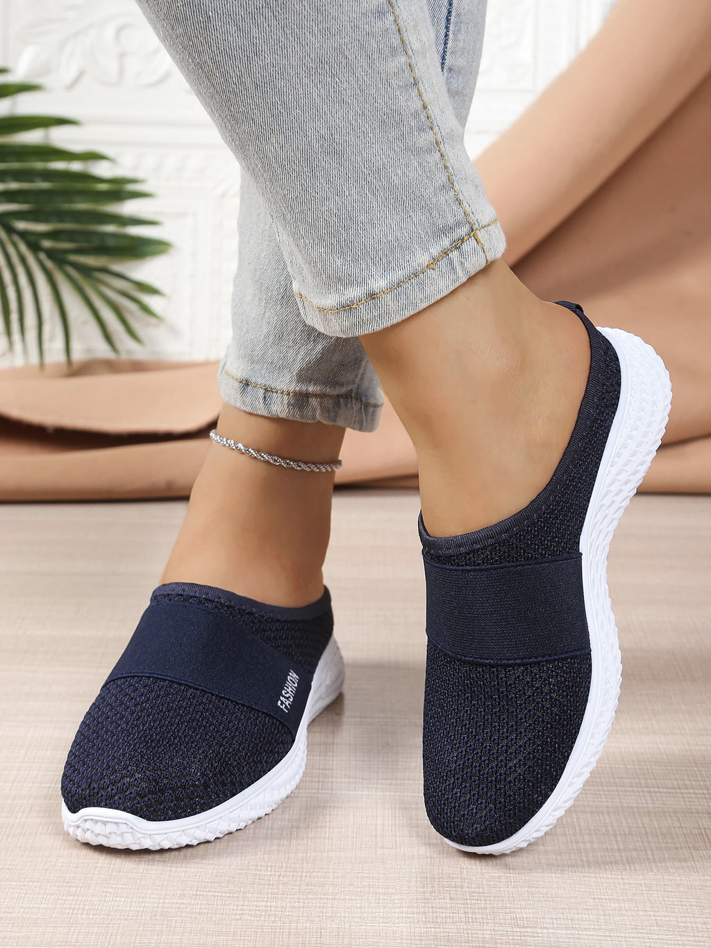 Women's shoes, women's casual shoes, summer mesh breathable thick-soled women's headband half support