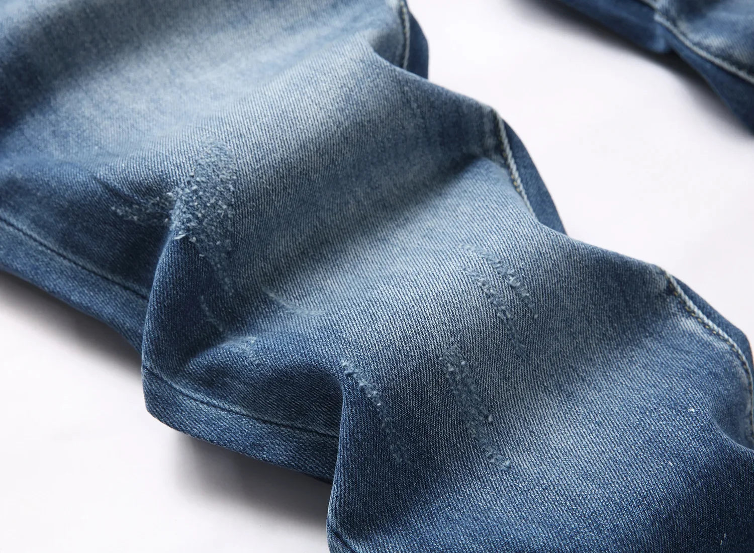 2025 Men's Ripped Jeans Luxury Brand Light Blue Holes Long Trousers Quality Male Fashion Stretch Slim Pants Men Skinny Jeans