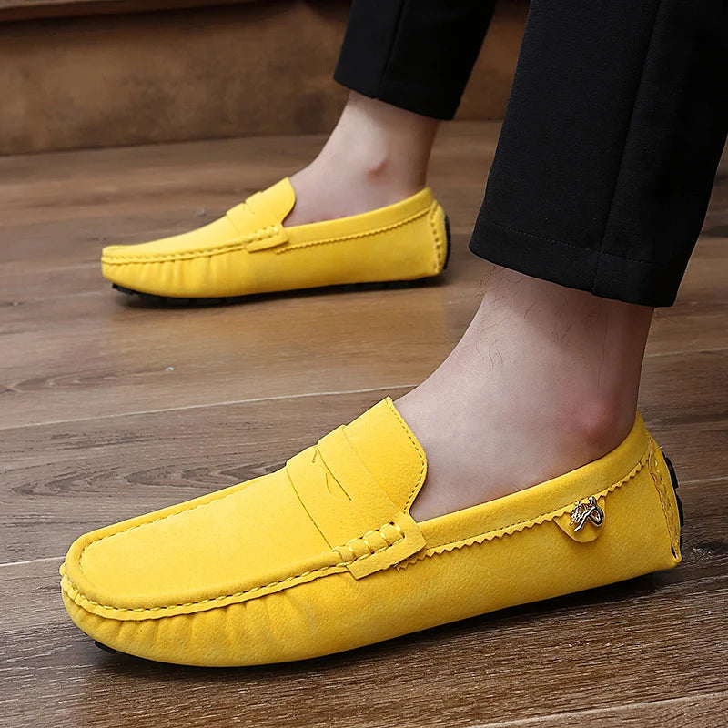 Suede Leather Penny Peas Loafers Men Women Boys Driving Shoes Big Size 35-48 Moccasins Slip on Flats Designer Mens Loafers Pink