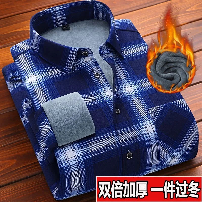 Autumn/winter Fashion Trend American Vintage Thickened Warm Plaid Shirt Men's Loose Large Size High Quality Long Sleeve Shirt