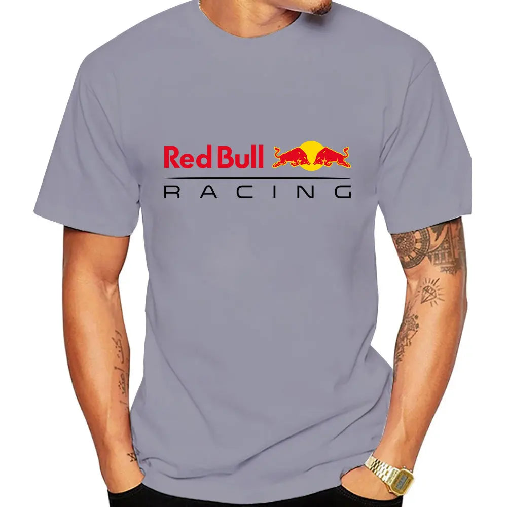 Red Bull Logo Racing Team Men Summer T-shirt Short Sleeve Women T Shirts 100% Cotton Fashion Couple Oversized Clothes Tees Tops