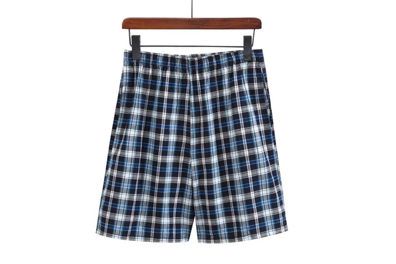 100% Cotton Mens Underwear Boxers Shorts Male Casual Sleepwear Underpants Plaid Loose Comfortable Homewear Sleeping Short Pants