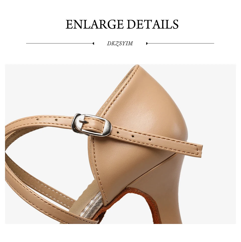 DKZSYIM Women Dance Shoes Latin Party Tango Jazz Elegant Dancing Shoes Lace-up Suede Sole Closed Toe Microfiber Leather 7 Colors