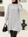 Creative Spring Hot Sale Of The Season Middle East Muslim Intellectual Style A- Line Polo Neck Trendy Half Skirt Cotton Material