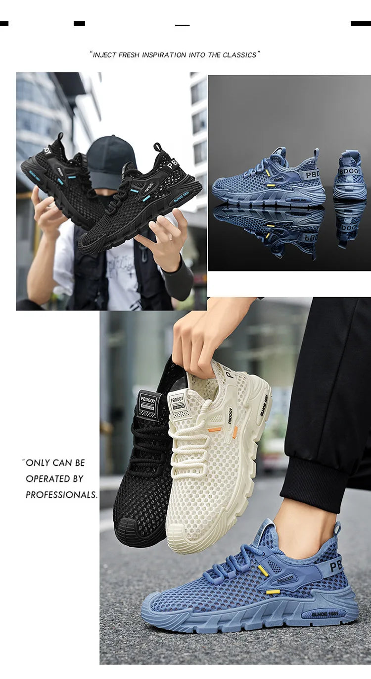 2025 Men's Casual Shoes Summer Beach Anti-slip Wading Shoes Outdoor Comfortable Breathable Mesh Sneakers Men Zapatos De Hombre