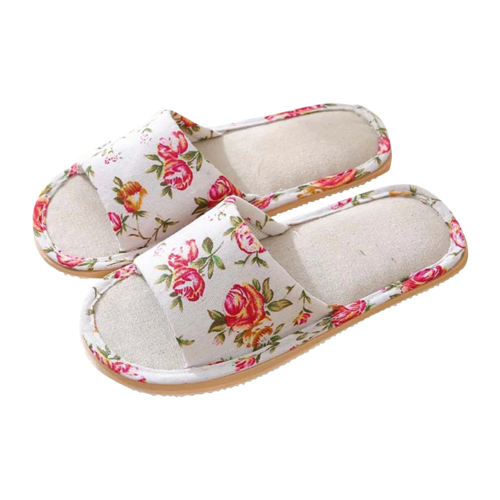 Fashion Slippers Casual Floral Women Home Indoor Comfortable Flat Shoes Bedroom Anti-slip Sandals Spring Autumn