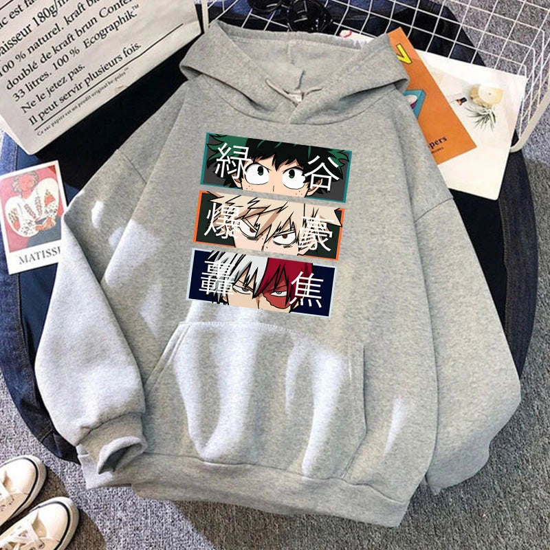 My Hero Academia Autumn Winter Fashion Long-Sleeved Sweater Anime Deku Bakugou Katsuki Todoroki Shoto Outdoor Sports Hoodie