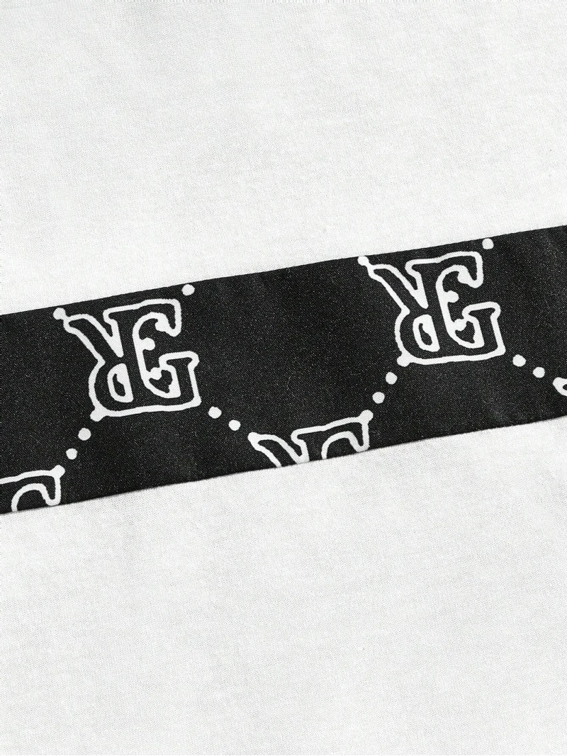 Round-neck Printed Retro Men's Suit, Two-piece Set Short-sleeved Shirt, Comfortable And Breathable Suit