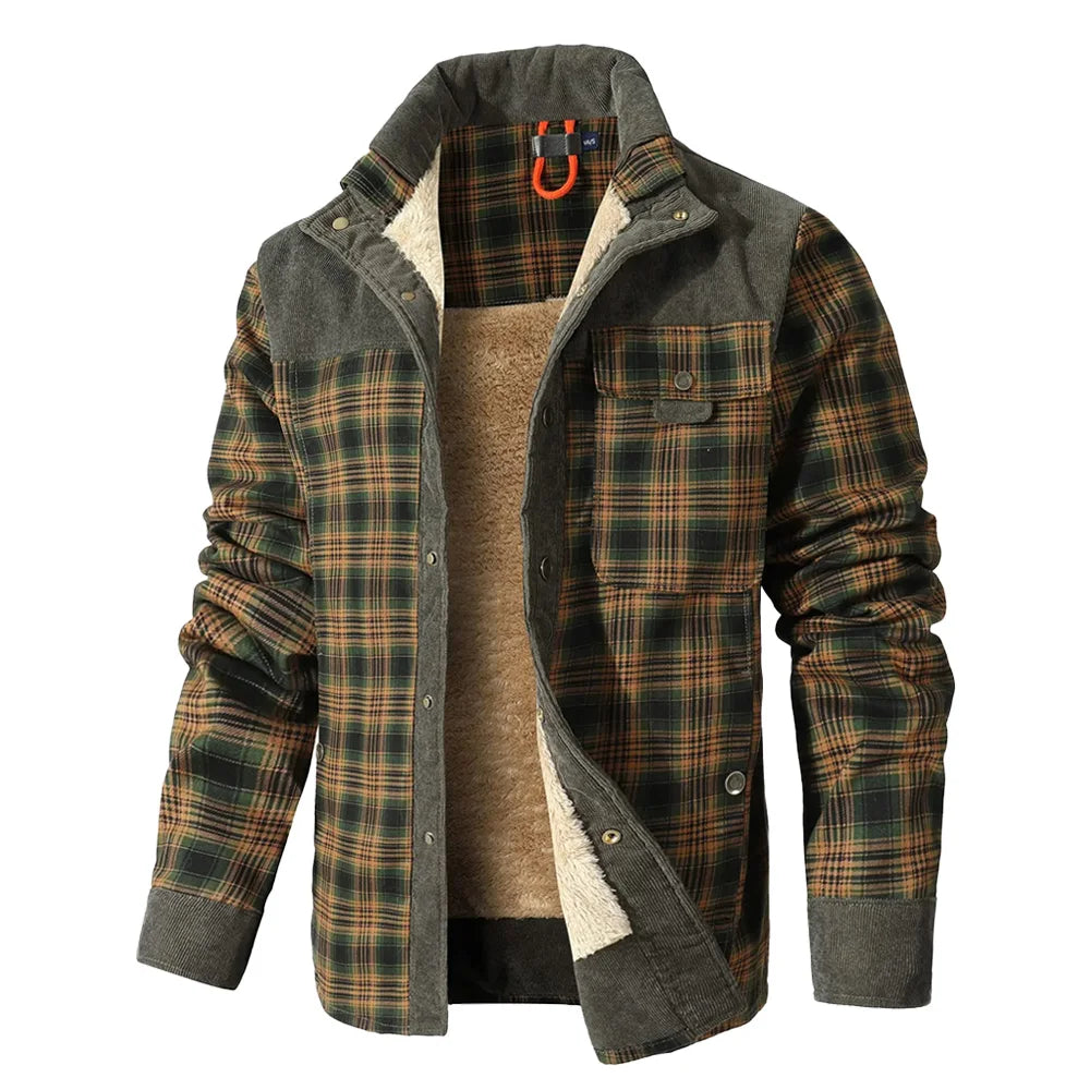 Men's Jackets Winter Windproof Warm Casual Bomber Coat Plaid Sherpa Lined Flannel Outdoor Classic Soft Jackets Men US Size