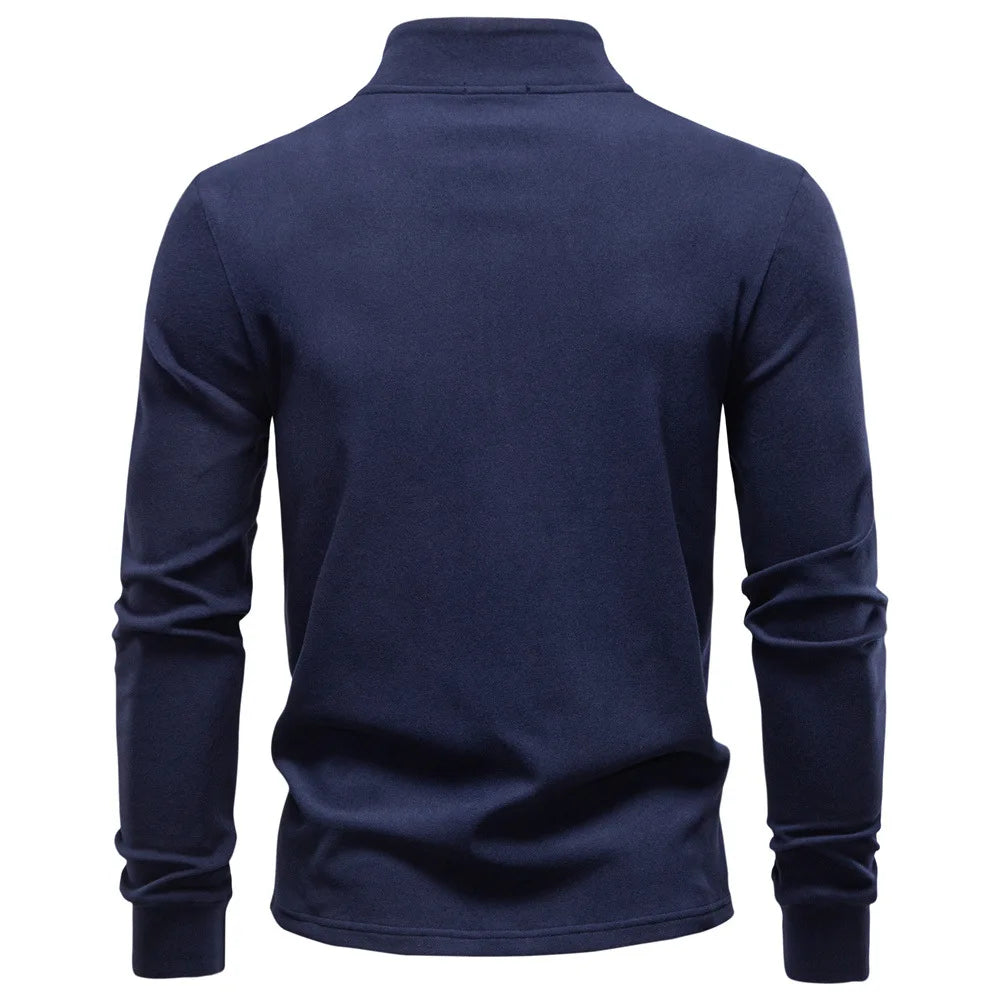 2025 New Men Stand-Up Collar Half-Zip Soft Shell Sweatshirt Long Sleeve Breathable Warm Pullover Casual Streetwear Jacket‌