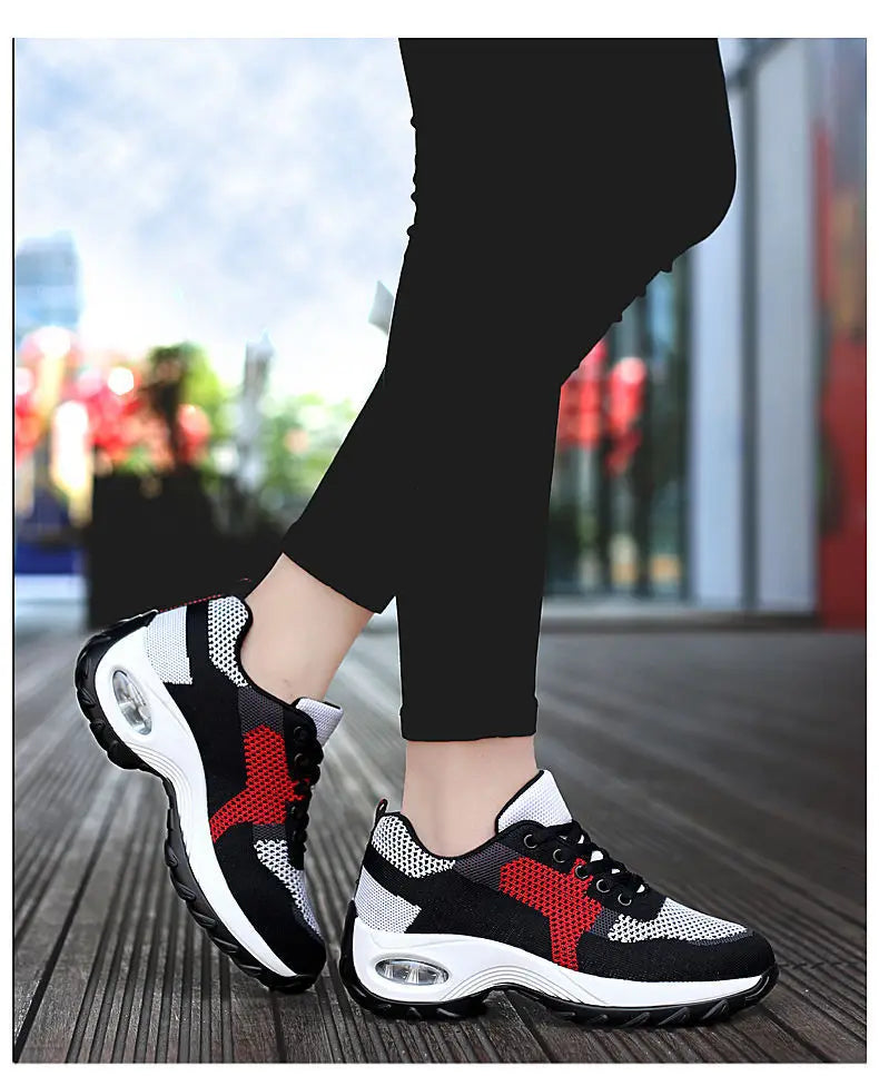 Tenis Women Sneakers Air Cushion Walking Shoes Breathable Gym Jogging Shoes for Woman Lace Up Platform Sport Shoe Tenes Feminino