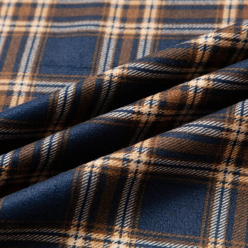 Men's Fleece Lined Thickened Long Sleeve Shirt Pocket Shirt