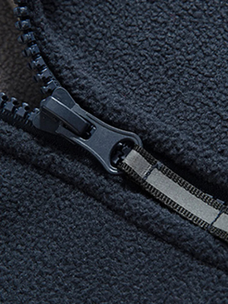 Navy Blue Fleece Zip - Up Jacket with Norwegian Flag and "Outdoor Norway" Embroidery