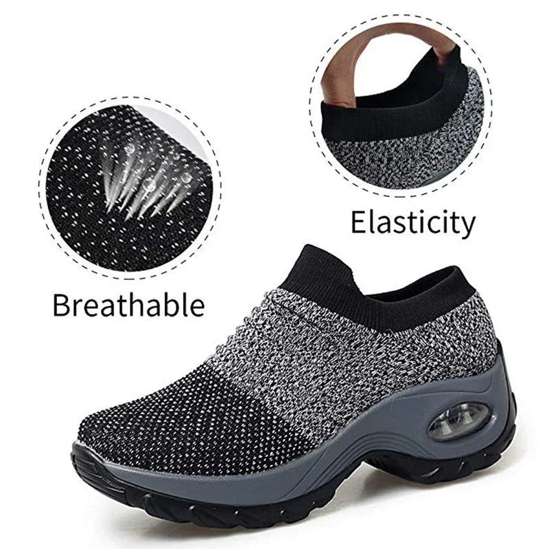 Fashion Women's Casual Sneakers Summer Comfort Mesh Running Shoes Breathable Cushion Black Sneakers for Women 2026 Student Shoes