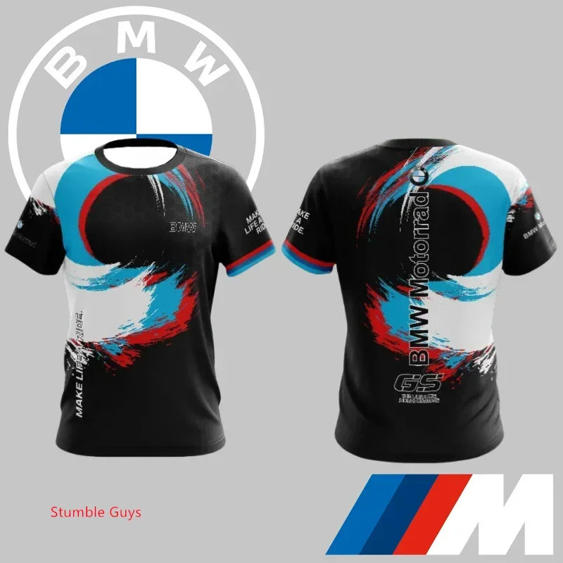 Summer Men's BMW T-Shirt Sports Motorcycle Racing Short Sleeve Fashion Casual M Power Car Brand Clothes