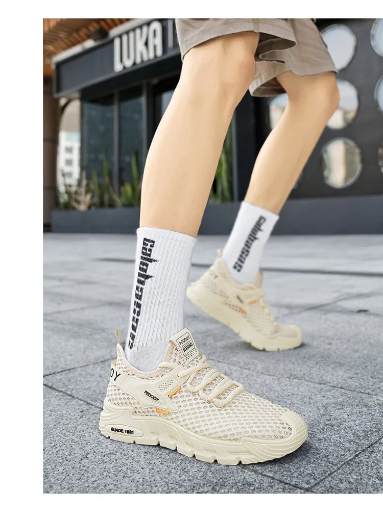 2025 Men's Casual Shoes Summer Beach Anti-slip Wading Shoes Outdoor Comfortable Breathable Mesh Sneakers Men Zapatos De Hombre
