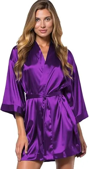 Women's Bride Bridesmaids Silky Robe Satin Kimono Robes for Women Lingerie