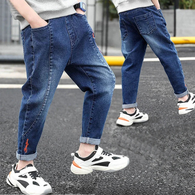 IENENS 5-13Y Kids Boys Clothes Skinny Jeans Classic Pants Children Denim Clothing Long Bottoms Baby Boy Casual Trousers