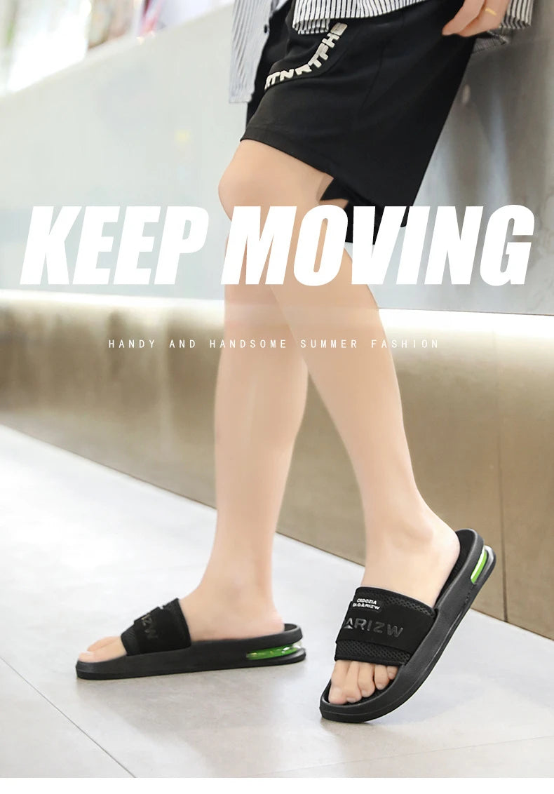 Summer Men's Mesh Surface Slippers EVA Platform Open Toe Slip on Sandals Home Non-slip Slides Outdoor Beach Sandal Shoes for Men