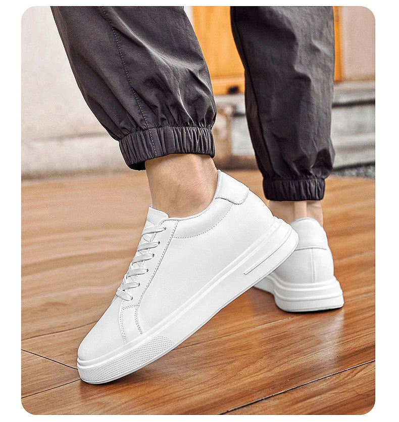 New  Men's Sneakers Elevator Shoes Heightening Height Increase Insole 6-10CM High Heels Shoes Leather Sport Shoes Men Shoes