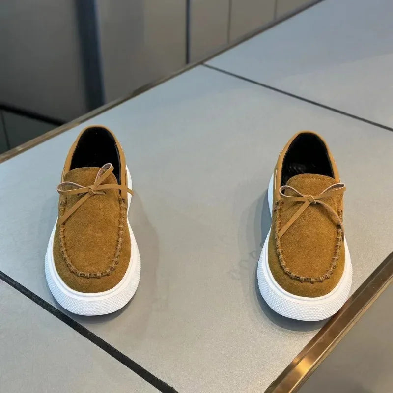 Trend Men's Shoes Retro Loafers Slip on Flats 2025 New Trend Spring Autumn Platform Suede Shoes Soft Sole Driving Shoes for Men