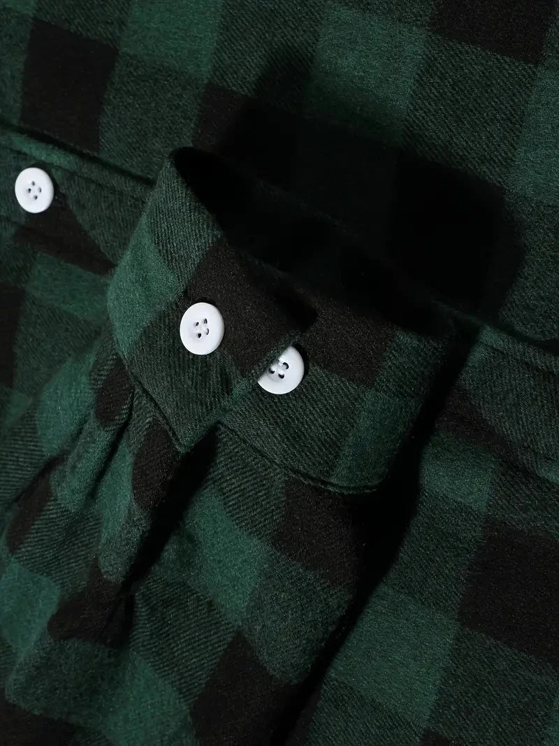 Spring and Autumn Fashion Cotton Long Sleeve Men's Shirt New Brushed Red Plaid Business Leisure Fit Flannel No iron