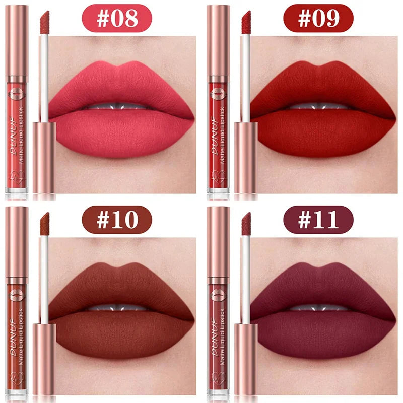 Matte Velvet Lip Gloss Dark Red Brown Lip Glaze Long Lasting Waterproof Liquid Lipstick Natural Moisturizer Transparent Lip Oil