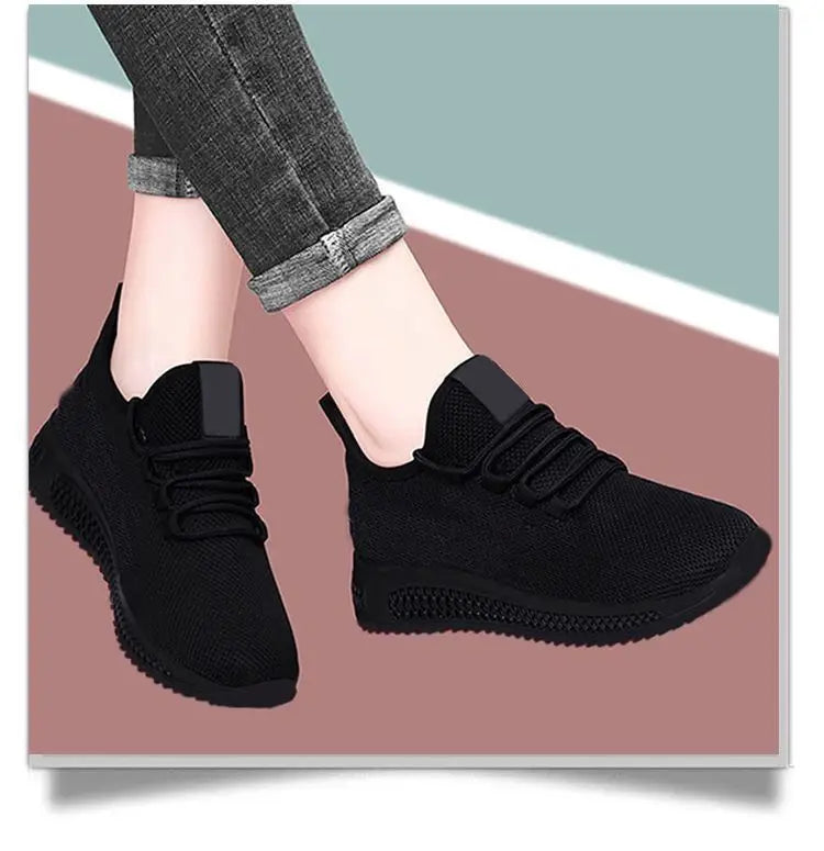 Women's Breathable Non-slip Platform Fashion New Casual Shoes Korean Running Shoes Black Sneakers Shoes for Women 2024 Autumn
