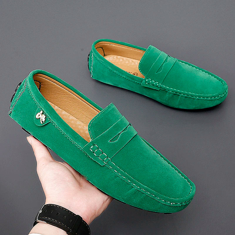 Suede Leather Penny Peas Loafers Men Women Boys Driving Shoes Big Size 35-48 Moccasins Slip on Flats Designer Mens Loafers Pink