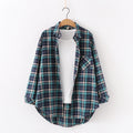 Fresh Flannel Plaid Shirt Women 2025 New Female Blouses and Tops Cotton Loose Long Sleeve Casual Shirts Fine Women's Clothes