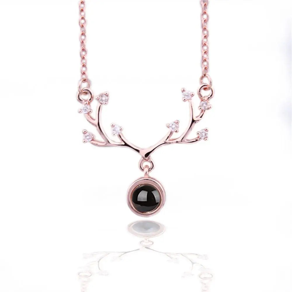 New Letter Necklace 100 Languages I Love You Projection Pendant Necklace Women Jewelry Collier Femme Bijoux Best Friends Gifts