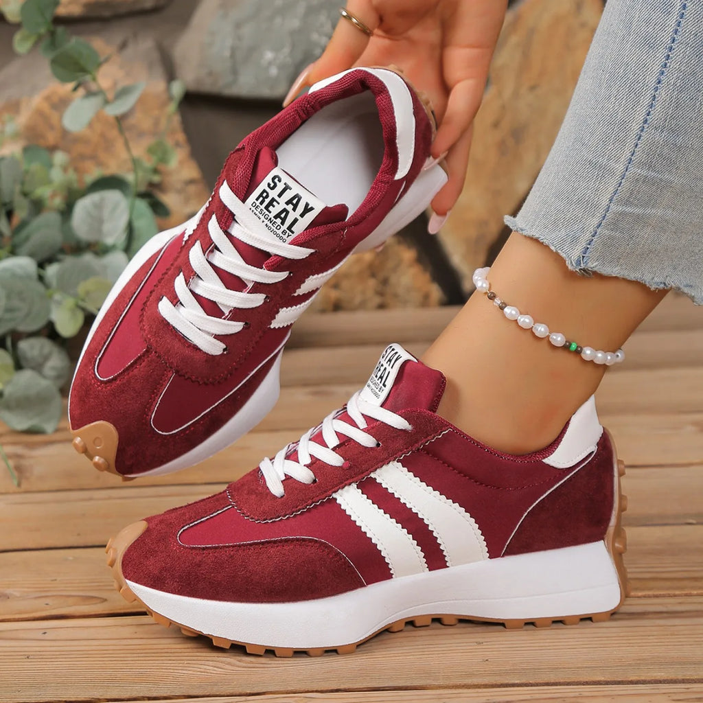 Spring Thick Bottom Women Sneakers 2025 Summer Casual Patchwork Leather Sneakers Women Outdoor Casual Comfortable Shoes Ladies