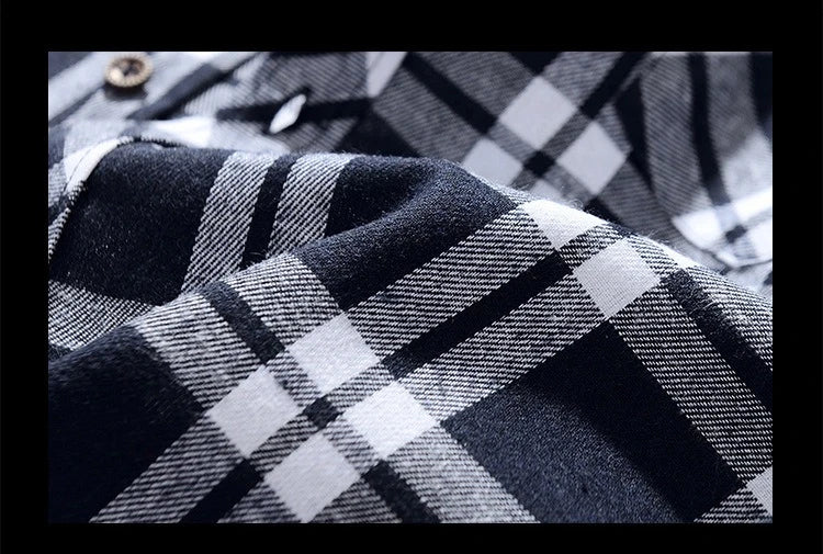 Plus Size M-5XL Men's Western Style Plaid Long Sleeve Shirt, Brushed Flannel Fabric, Loose Fit Casual Wear