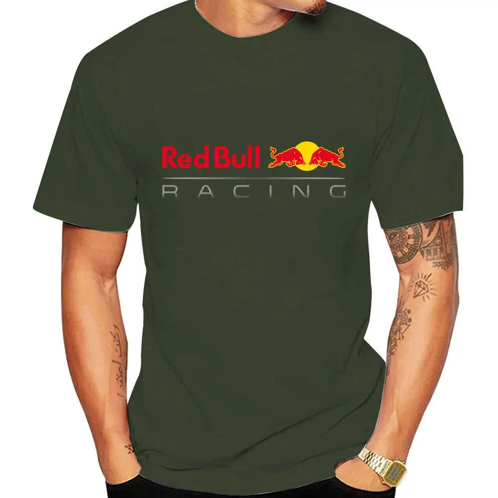 Red Bull Logo Racing Team Men Summer T-shirt Short Sleeve Women T Shirts 100% Cotton Fashion Couple Oversized Clothes Tees Tops