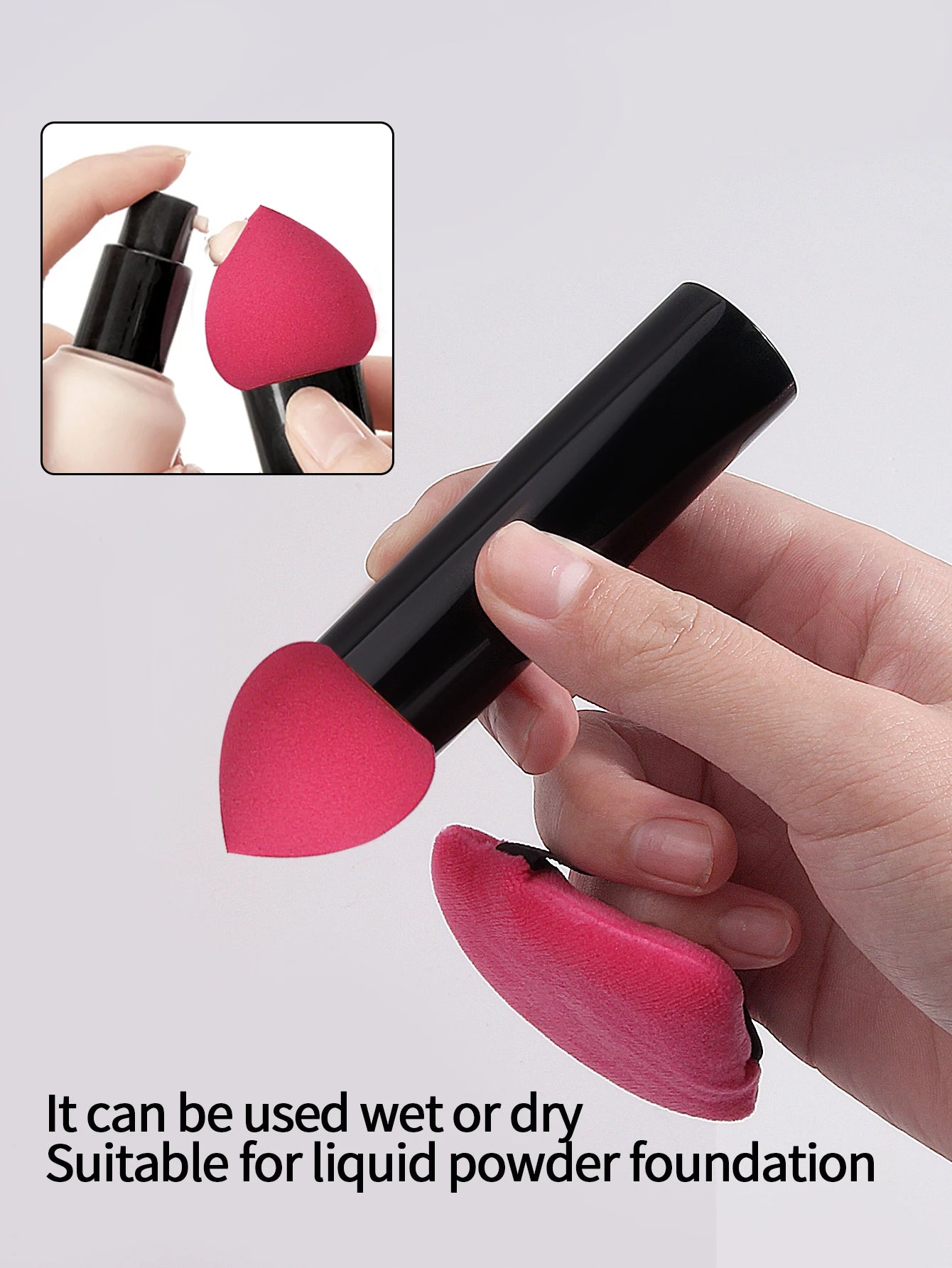 3PCS sponge head makeup brush, concealer brush, smudge brush, soft makeup sponge, egg triangle powder puff, beauty tools