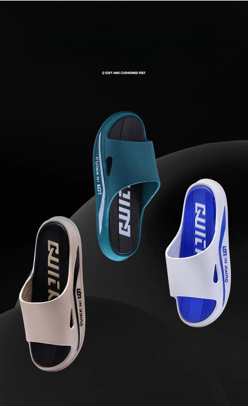 Fashion Men Slippers PVC Soft Sole Non-slip Men Flip Flops Outdoor Thick Bottom Beach Sandals Home Bathroom Couples Slippers New