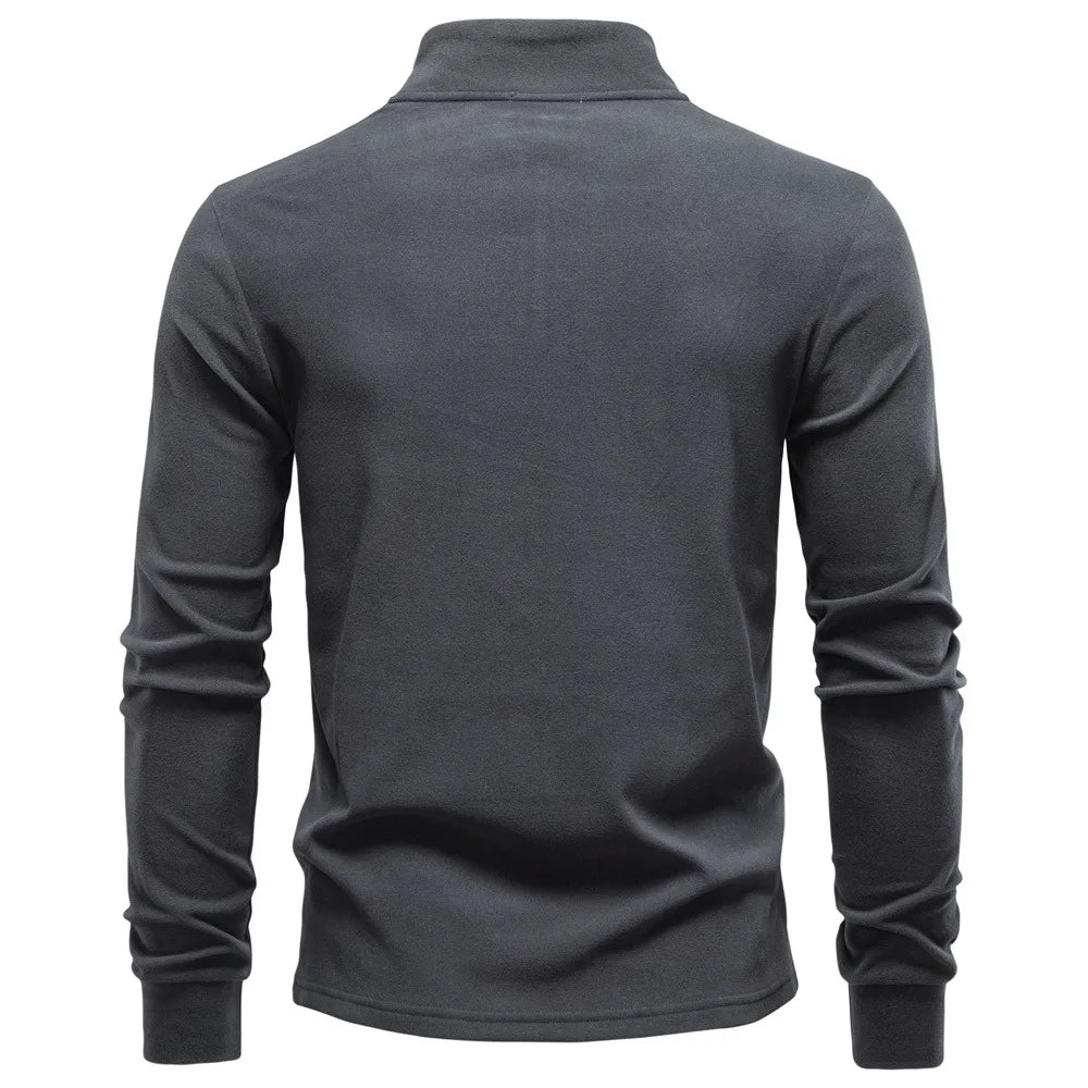 2025 New Men Stand-Up Collar Half-Zip Soft Shell Sweatshirt Long Sleeve Breathable Warm Pullover Casual Streetwear Jacket‌