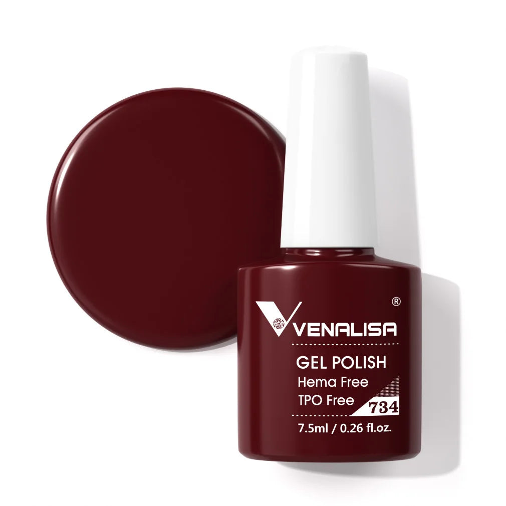 Venalisa Gel Nail Polish 7.5ml White Cap Glass Nail Gel Polish NoWipe Top Soak Off UV LED Nail Lacquer Glitter Color Gel