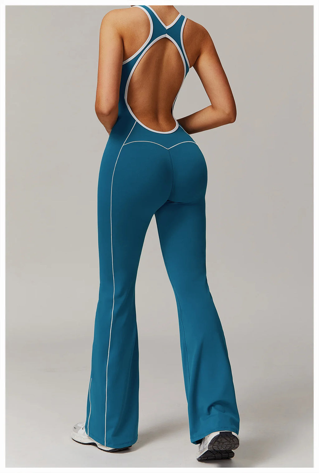 Sexy Backless Bodysuit Women's Set Tracksuits Fitness Sports Jumpsuit Yoga One-piece Suit Flared Pant Fast Dry Workout Clothes