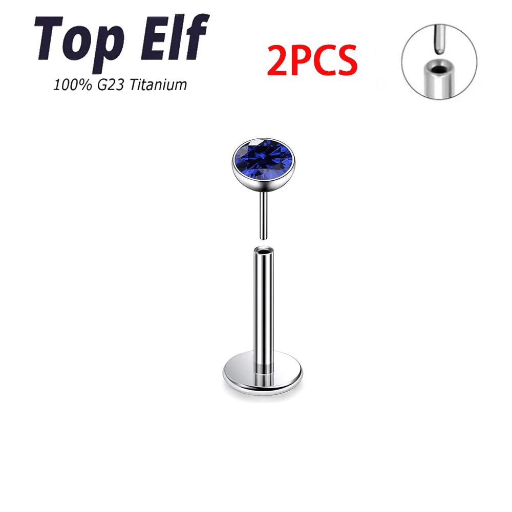 Wholesale 2/10pcs G23 ASTM F136 Titanium Top Exquisite Zircon Insertion Earrings Nose Nails Lip Nails Body Piercing Jewelry