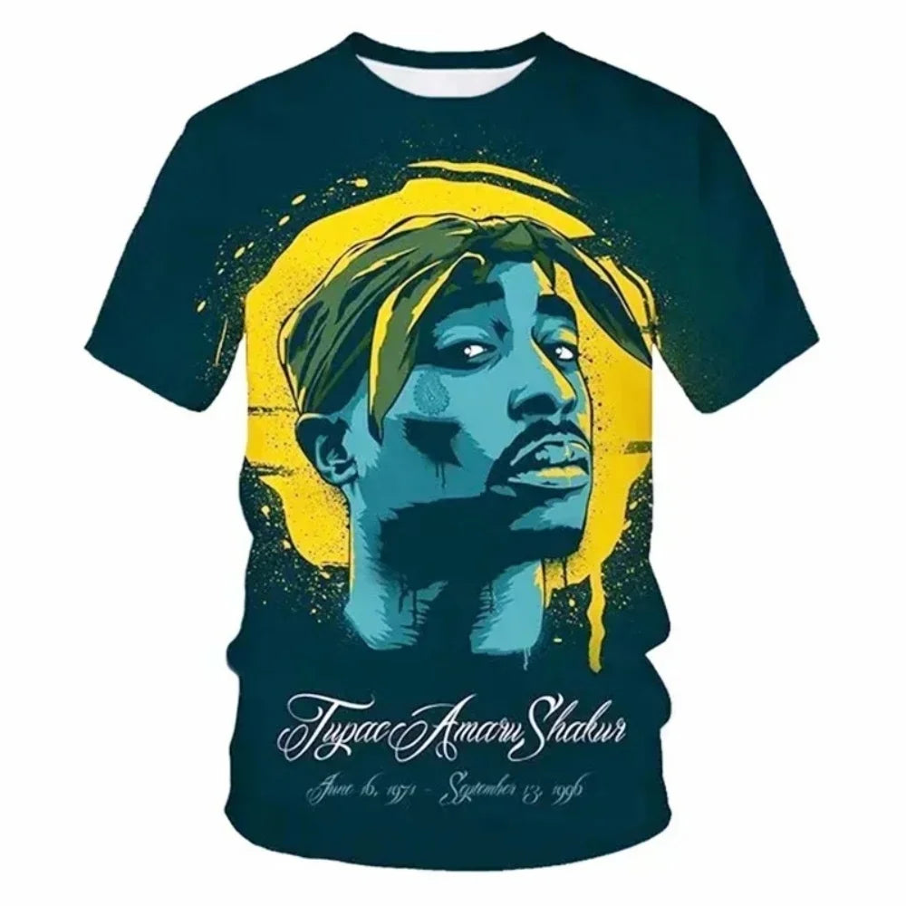 New T-Shirt Harajuku Men T-Shirt Fashion 2pac Graphic T Shirts Hip Hop Men's T-Shirts Summer Tops T-Shirts Man Designer Clothes