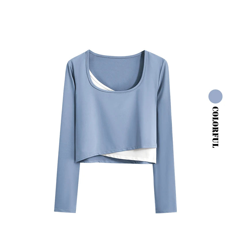 DRUR Women Yoga Set Loose Fit Gym Outfit Long Sleeve Top Pants 2 Piece Sportswear Outfit Running Jogging Suit Fitness Clothing