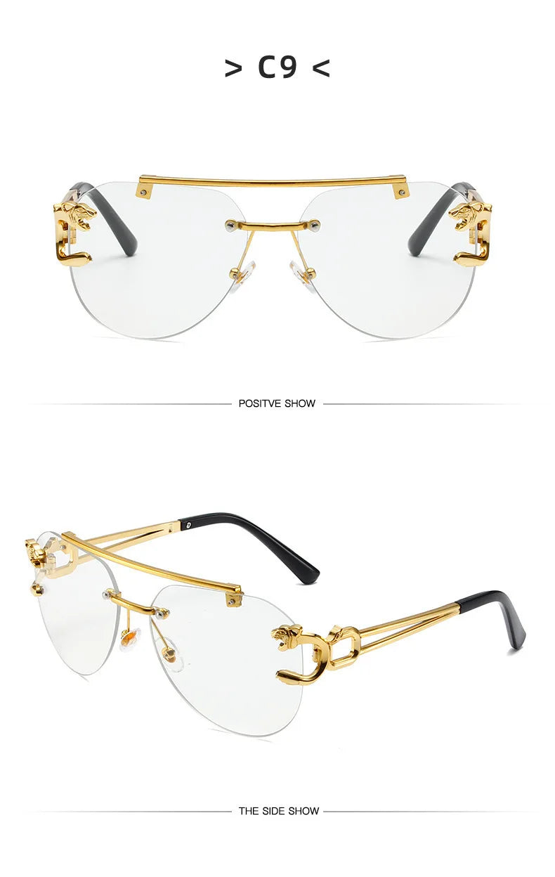 New Trendy Rimless Sunglasses Men Women Fashion Oversized Square Shades Eyewear Double Bridge Gradient UV400 Sun Glasses