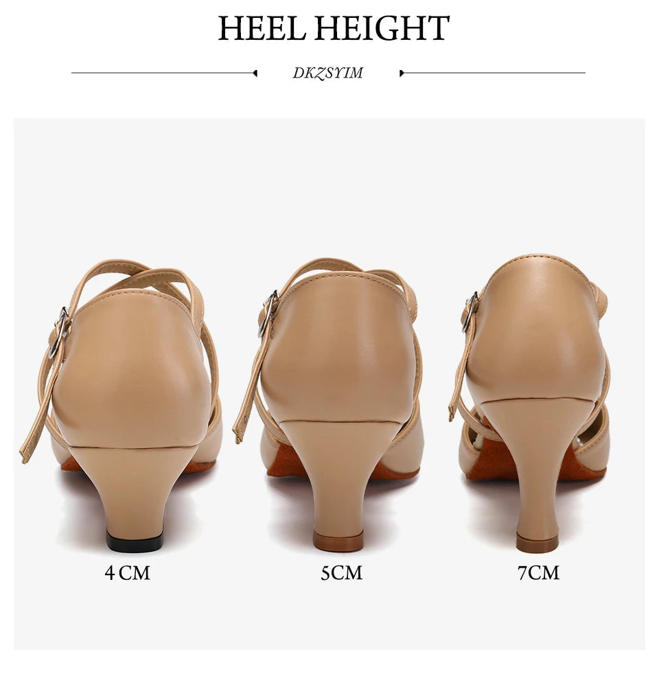 DKZSYIM Women Dance Shoes Latin Party Tango Jazz Elegant Dancing Shoes Lace-up Suede Sole Closed Toe Microfiber Leather 7 Colors